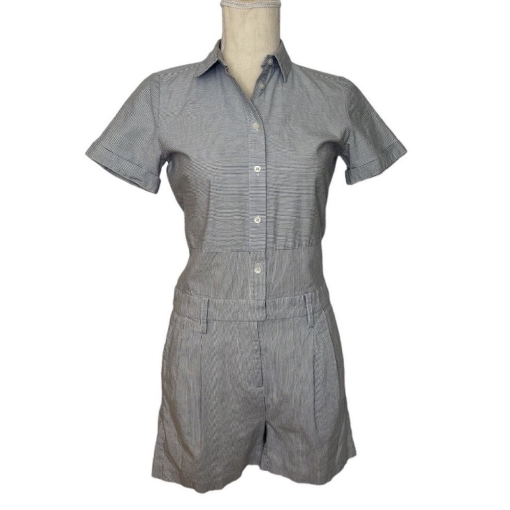 Madewell Romper Structured Blue and White Striped Shorts Women’s Size XS